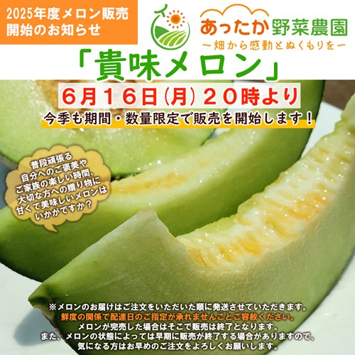 2025年HP用メロン販売開始のお知らせ